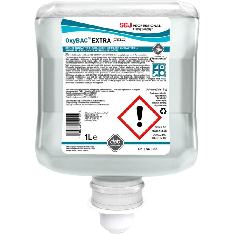 Skums�be, antibakteriel, SCJ Professional, 1000 ml, uden farve og parfume, Double Dose Pumpe (1,5ml)