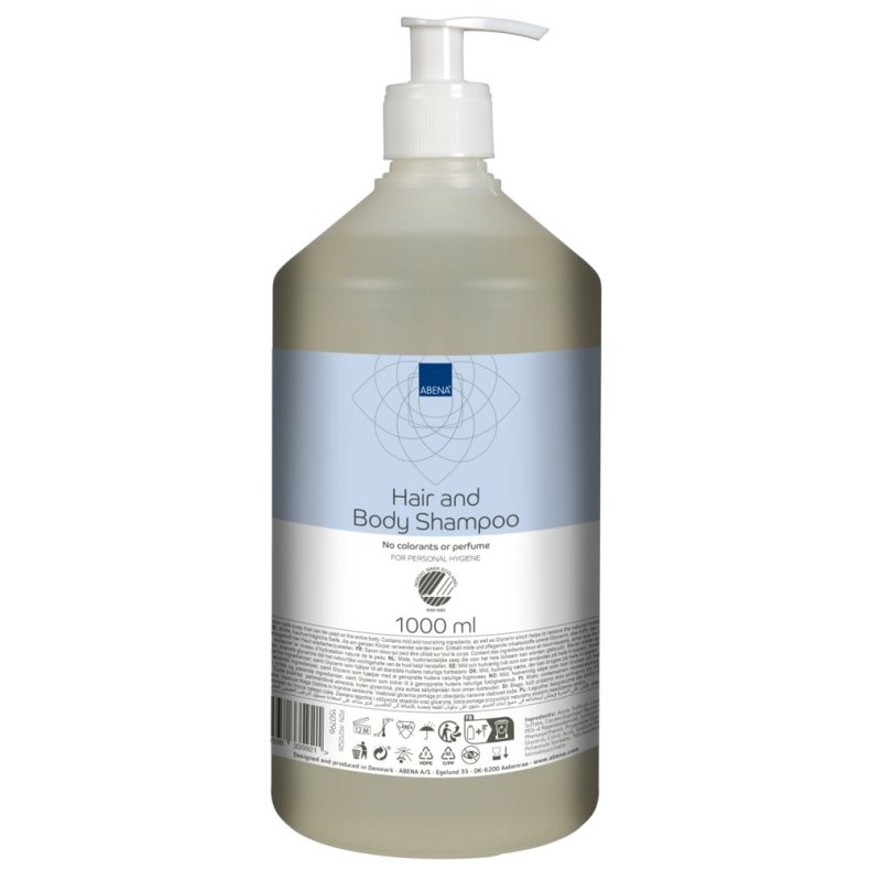 H�r- og Bodyshampoo, ABENA, 1 l, med pumpe