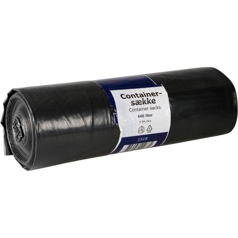 Containers�k, 660 l, sort, LDPE/genanvendt, 196x175,5cm