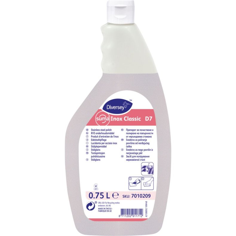 St�lpleje, Diversey Suma Inox Classic D7, 750 ml, klar-til-brug, oliebaseret, uden farve og parfume