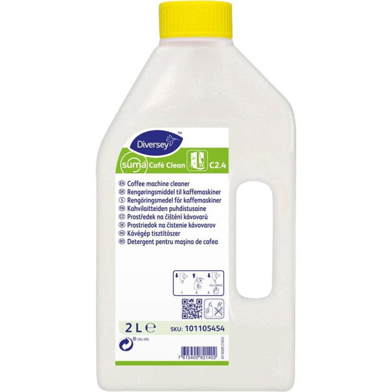 Maskinrens, Diversey Suma Caf� Clean C2.4, 2 l, til kaffemaskine, med klor, uden farve og parfume