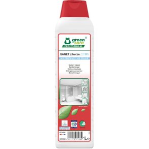Sanitetsreng�ring, Green Care Professional SANET Zitrotan zero%, 1 l, sur/kalkh�mmende, uden farve og parfume