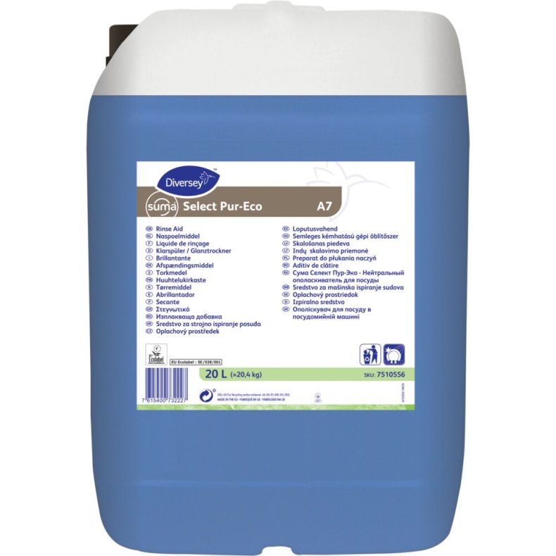 Afsp�nding, Diversey Suma Select Pur-Eco A7, 20 l, med farve, uden parfume