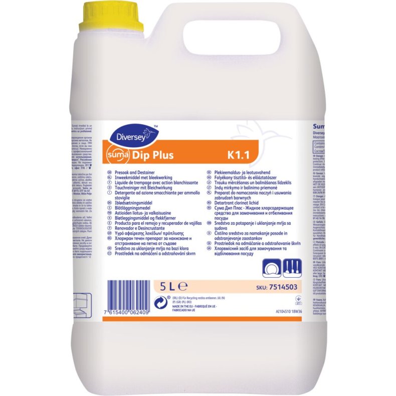Ibl�ds�tningsmiddel, Diversey Suma Dip Plus K1.1, 5 l, med klor, uden farve og parfume