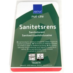 Etiket, ABENA, til Sanitetsreng�ring, sur/kalkh�mmende