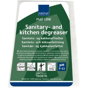 Etiket, ABENA, til Sanitets- og k�kkenaffedter