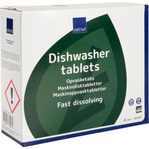Opvasketabs, ABENA, hurtigt vandopl�selig folie, uden klor, farve og parfume, 80stk