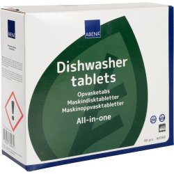 Opvasketabs, ABENA, all-in-one, vandopl�selig folie, uden klor, farve og parfume, 80stk