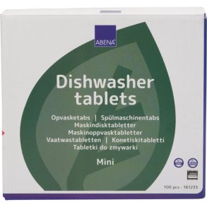 Opvasketabs, ABENA, mini, vandopl�selig folie, uden klor, farve og parfume, 100stk