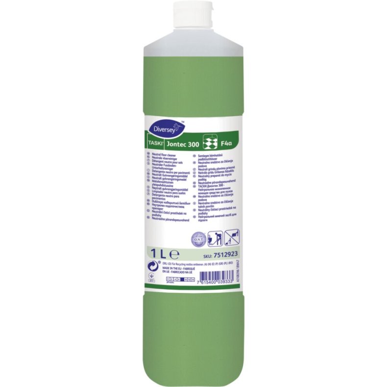 Gulvreng�ring, Diversey TASKI Jontec 300 F4a, 1 l, med farve og parfume
