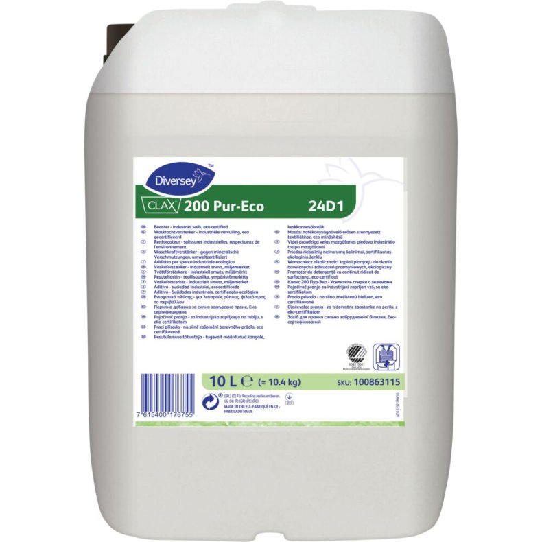 Vaskeforst�rker, Diversey CLAX 200 Pur-Eco 24D1, 10 l, uden farve og parfume