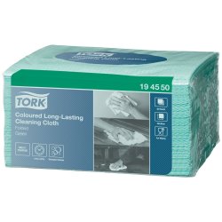 Aft�rringsklud, Tork W8, 38x30cm, gr�n, polyester/viskose, engangs