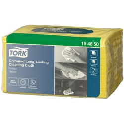 Aft�rringsklud, Tork W8, 38x30cm, gul, polyester/viskose, engangs