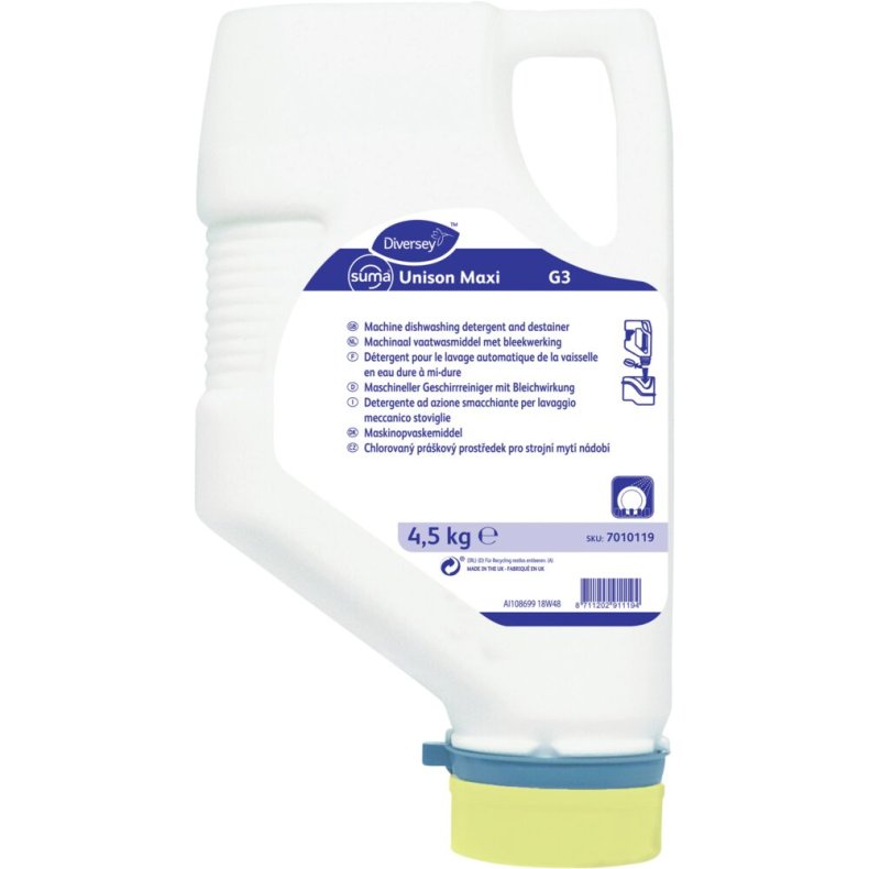 Maskinopvask, Diversey Suma Unison Maxi G3, med klor, 4,5 kg