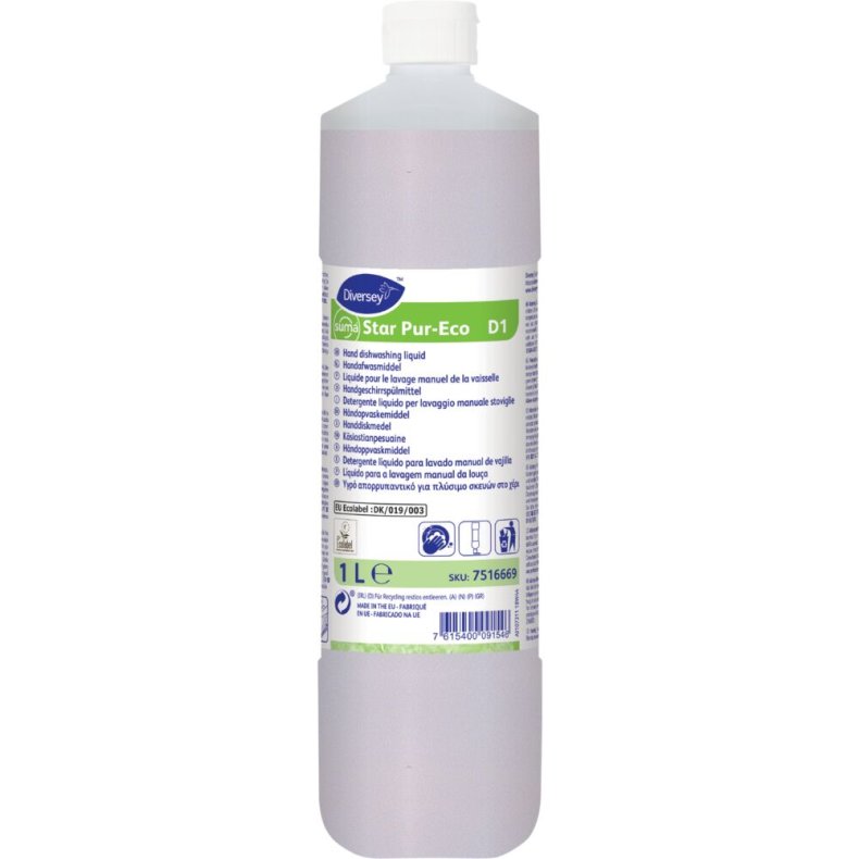 H�ndopvask, Diversey Suma Star Pur-Eco D1, 1 l, uden farve og parfume