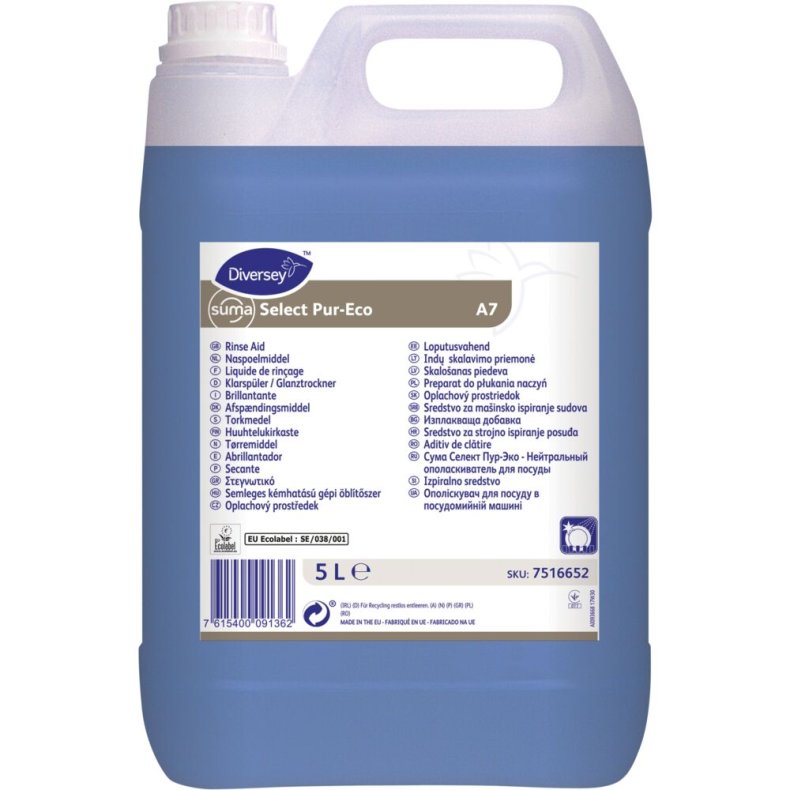 Afsp�nding, Diversey Suma Select Pur-Eco A7, 5 l, med farve, uden parfume