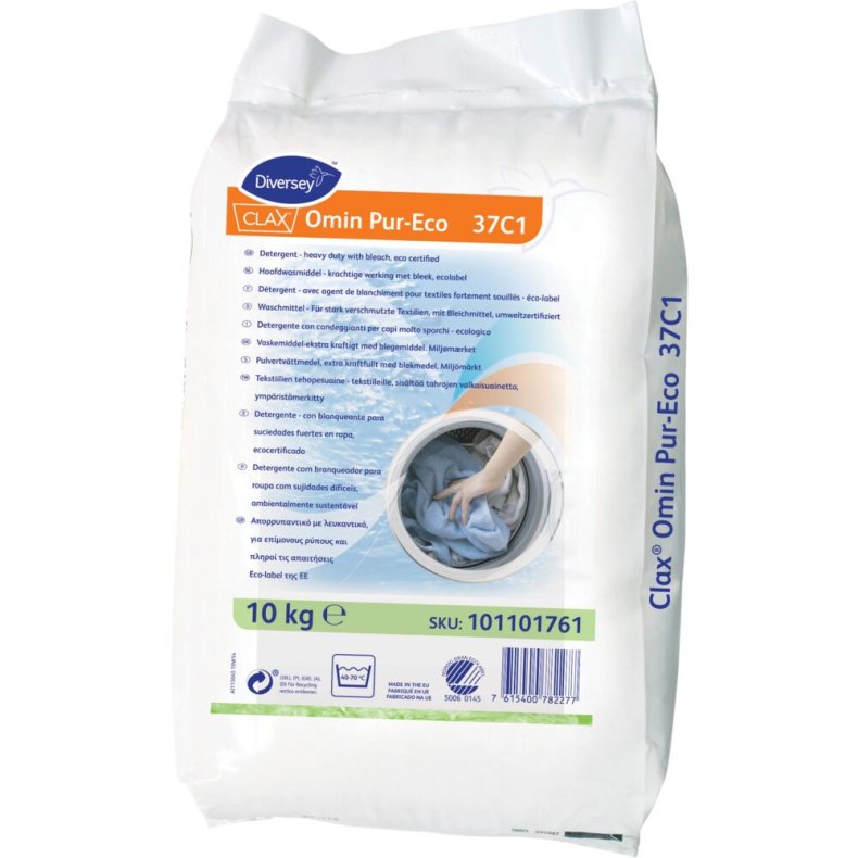 Vaskepulver, Diversey CLAX Omin Color G 37C1, kul�rt, uden farve og parfume, 10 kg