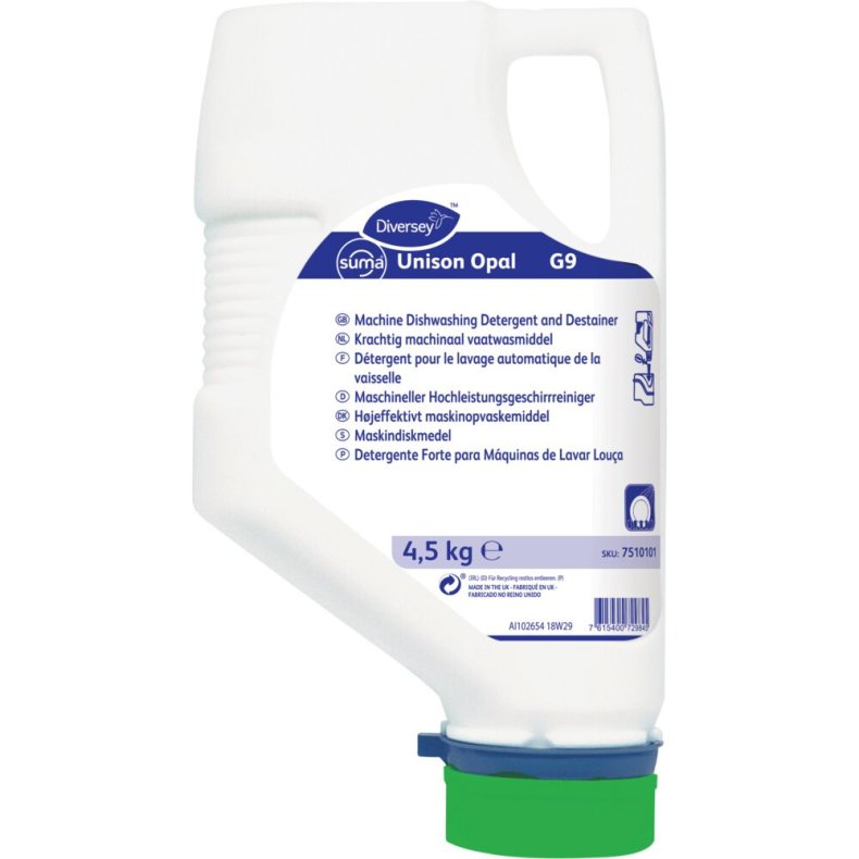 Maskinopvask, Diversey Suma Unison Opal G9, alusikker, med klor, 4,5 kg