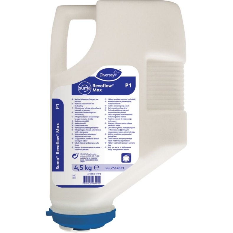 Maskinopvask, Diversey Suma Revoflow Max P1, med klor, 4,5 kg
