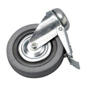 Hjul, Diversey TASKI, �125mm, gr�, gummi/st�l, med bremse *Denne vare tages ikke retur*