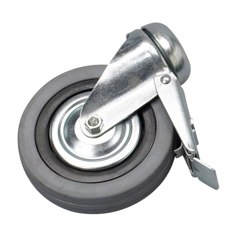 Hjul, Diversey TASKI, �125mm, gr�, gummi/st�l, med bremse *Denne vare tages ikke retur*