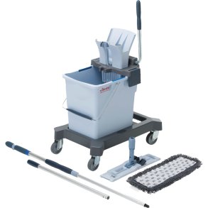 Starts�t, Vileda UltraSpeed Pro Ready To Go, 25 l, gr�, polyester/pulverlakeret st�l/PP/st�l, 40 cm, med h�ndpresse *Denne vare tages ikke retur*