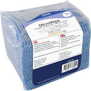 Reng�ringsklud, MicroWipe, 38x40cm, bl�, mikrofiber, engangs