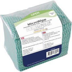 Reng�ringsklud, MicroWipe, 38x40cm, gr�n, mikrofiber, engangs