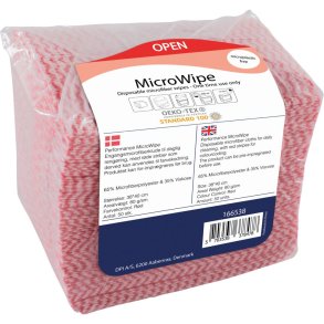 Reng�ringsklud, MicroWipe, 38x40cm, r�d, mikrofiber, engangs