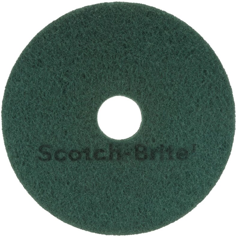 Gulvrondel, 3M Scotch-Brite, 13", �330mm, gr�n, 85 mm, polyester, til reng�ring og polering