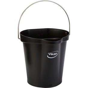 Spand til f�devarer, Vikan, 6 l, sort, PP/rustfrit st�l, med h�ldetud *Denne vare tages ikke retur*