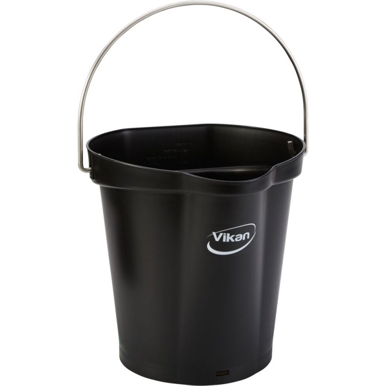 Spand til f�devarer, Vikan, 6 l, sort, PP/rustfrit st�l, med h�ldetud *Denne vare tages ikke retur*
