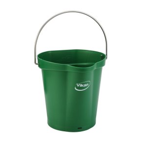 Spand til f�devarer, Vikan, 6 l, gr�n, PP/rustfrit st�l, med h�ldetud *Denne vare tages ikke retur*