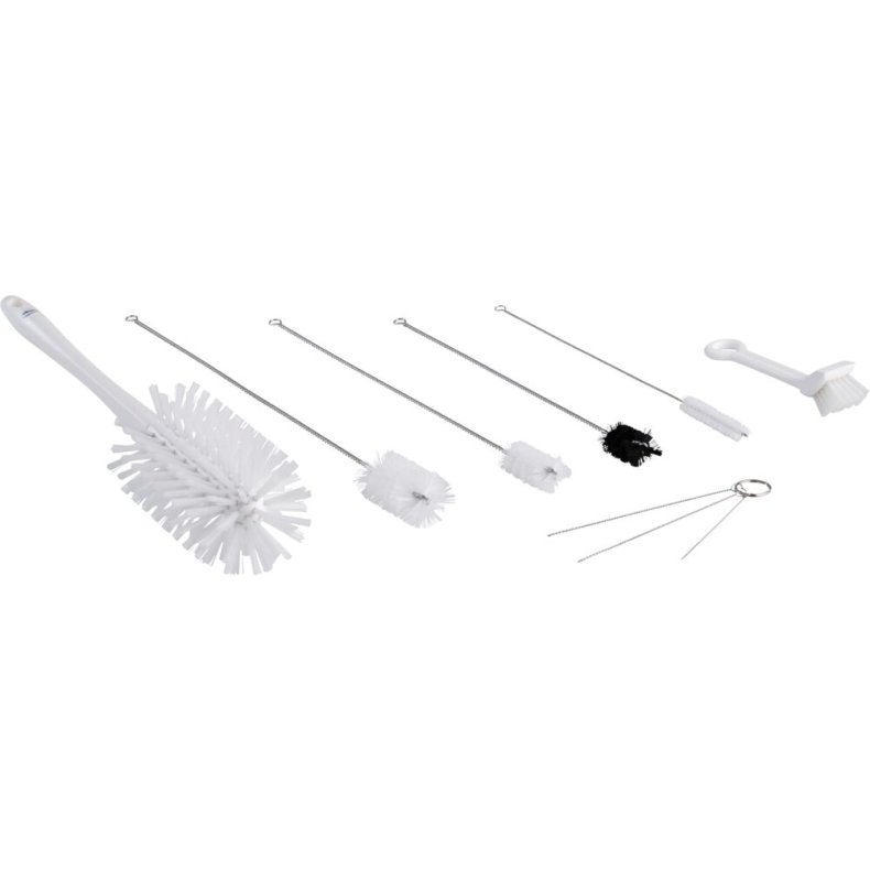 R�rrenses�t, Vikan, 49x10,5x10,5cm, hvid, polyester/PP/rustfrit st�l, til reng�ring af slushice- og softice maskiner.