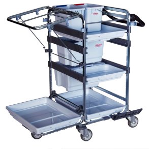 Reng�ringsvogn, Vileda Origo 500 HX, 84x66x105cm, gr�, pulverlakeret st�l, til fugtsystem, med tilbeh�r, f�rdigmonteret *Denne vare tages ikke retur*