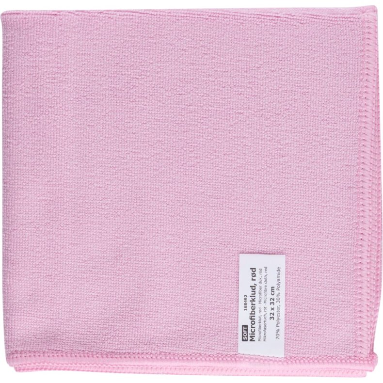 Reng�ringsklud, 32x32cm, r�d, mikrofiber, soft