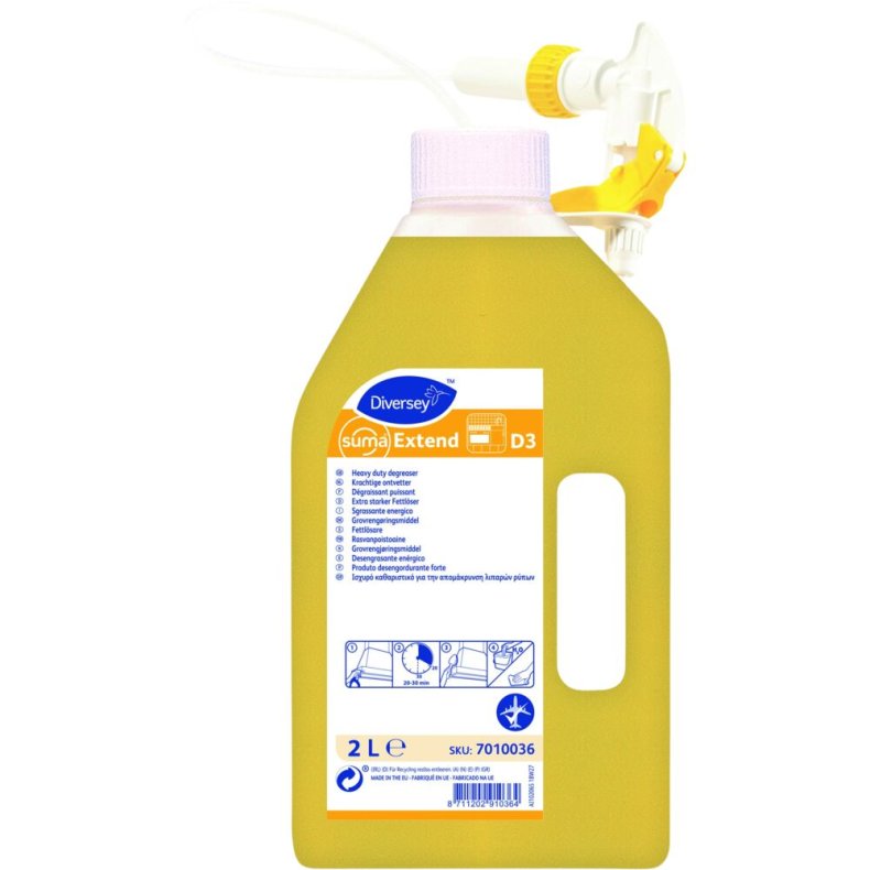 Ovn- og grillreng�ring, Diversey Suma Extend D3, 2 l, klar-til-brug, alusikker, med farve, uden parfume