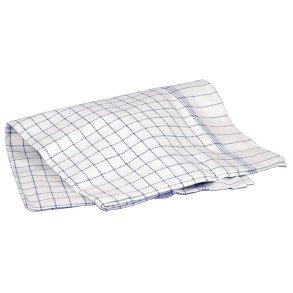 Kokkeviskestykke, 90x50cm, hvid, bl� tern