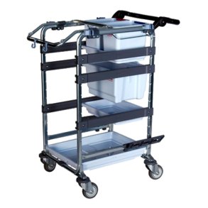 Reng�ringsvogn, Vileda Origo 500 H, 77x58x105cm, gr�, pulverlakeret st�l, til fugtsystem, med tilbeh�r, f�rdigmonteret *Denne vare tages ikke retur*