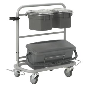 Reng�ringsvogn, Vikan Slimliner, 795x400x830mm, gr�, aluminium/metal/PP/PVC, til fugtsystem, med tilbeh�r *Denne vare tages ikke retur*