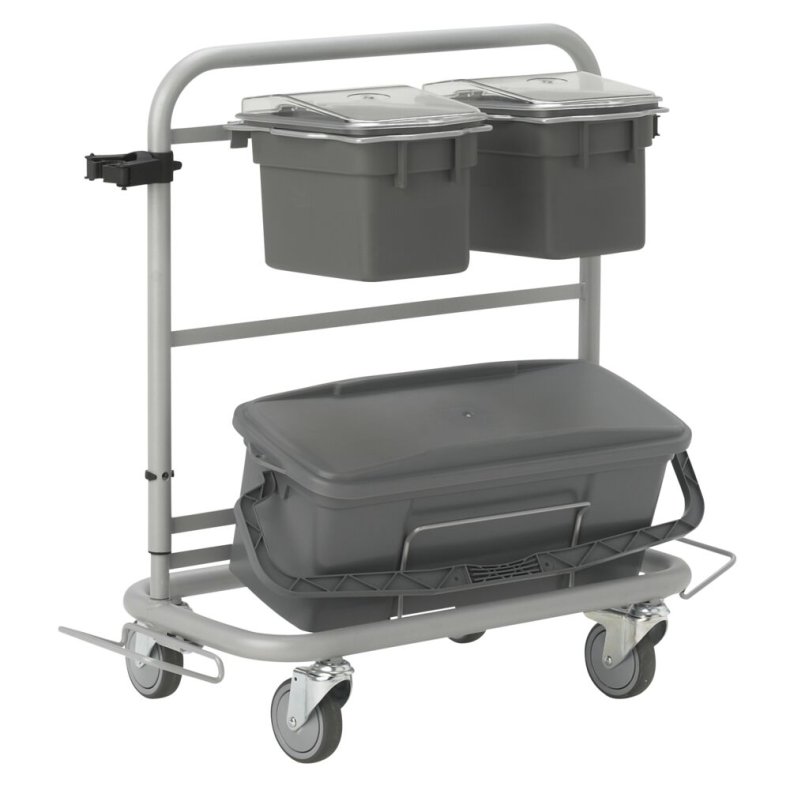 Reng�ringsvogn, Vikan Slimliner, 795x400x830mm, gr�, aluminium/metal/PP/PVC, til fugtsystem, med tilbeh�r *Denne vare tages ikke retur*