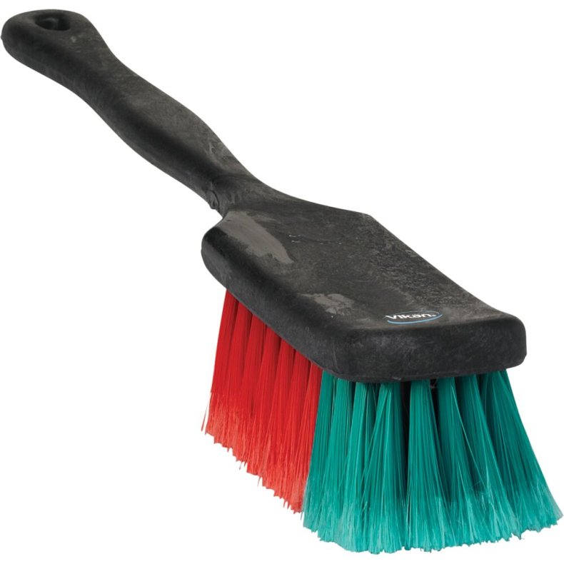 Autoh�ndb�rste, Vikan, sort, polyester/PP, langt skaft, bl�d, spaltet, 61% genanvendt plast