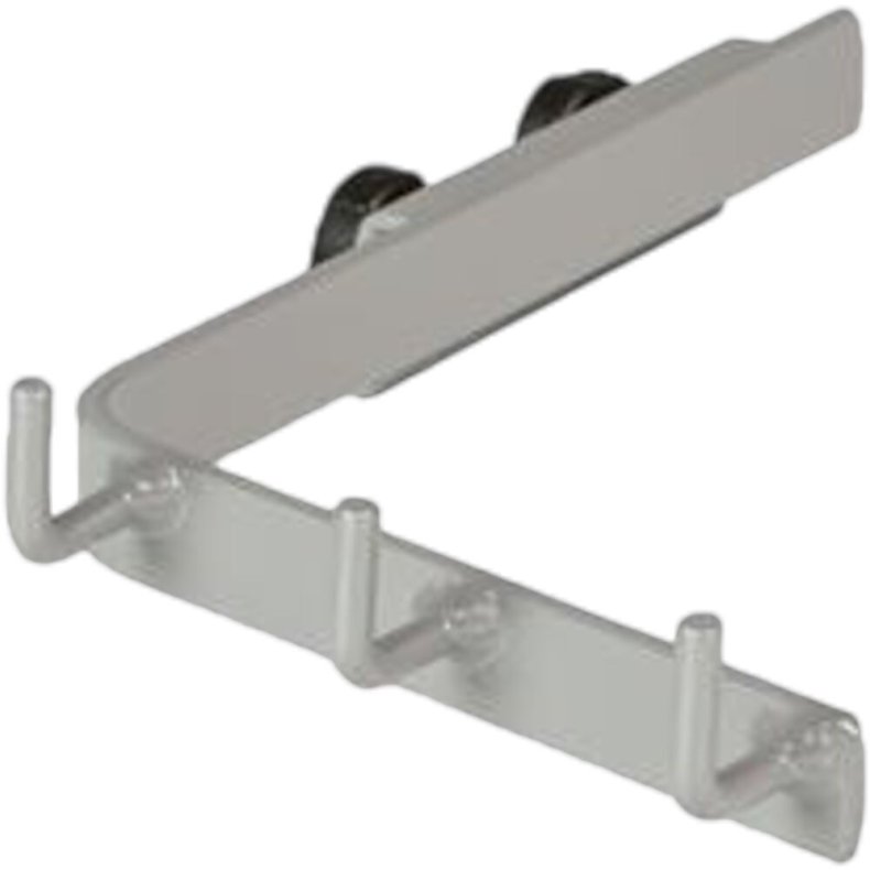 Krogebeslag, Tina Trolleys, 170x220x30mm, gr�, pulverlakeret st�l, med 3 kroge *Denne vare tages ikke retur*