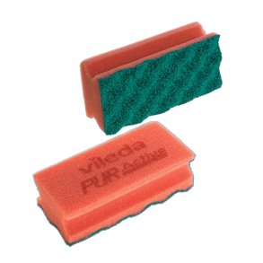 Skuresvamp, Vileda PurActive High, 15x7x6,5cm, r�d, PU, fin skureeffekt, ridsefri