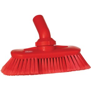 Drejeledsb�rste med vandgenneml�b, Vikan, r�d, polyester/PP/rustfrit st�l, 24 cm, bl�d, spaltet