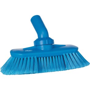 Drejeledsb�rste med vandgenneml�b, Vikan, bl�, polyester/PP/rustfrit st�l, 24 cm, bl�de b�rsteh�r, spaltet