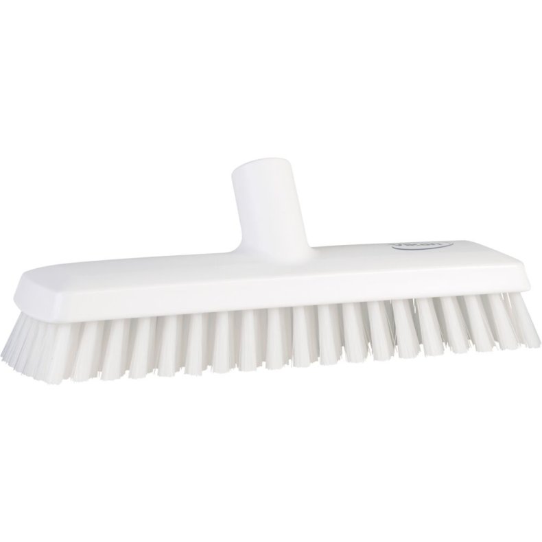 Gulvskrubbe med vandgenneml�b, Vikan, 27x7,5x10cm, hvid, polyester/PP/rustfrit st�l, 27 cm, medium