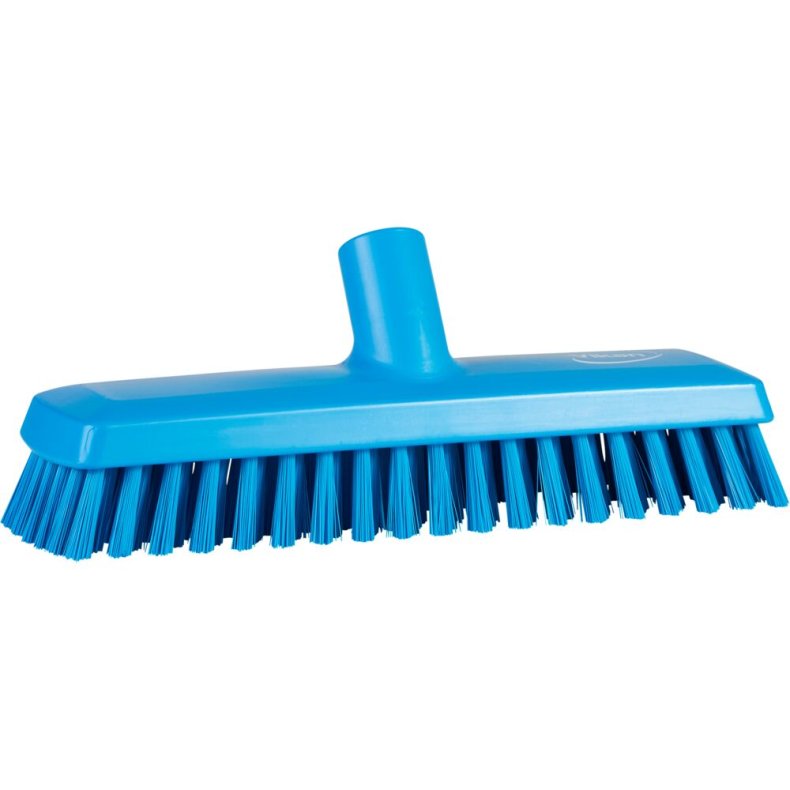 Gulvskrubbe med vandgenneml�b, Vikan, 27x7,5x10cm, bl�, polyester/PP/rustfrit st�l, 27 cm, medium