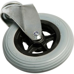 Hjul, Tina Trolleys, 32mm, �150mm, gr�, PU/PP, med bremse, drejligt, bl�de *Denne vare tages ikke retur*