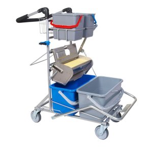 Fodpressevogn, Tina Trolleys, model 1, 1100x600x1120mm, gr�, pulverlakeret st�l, til drypsystem, med tilbeh�r *Denne vare tages ikke retur*